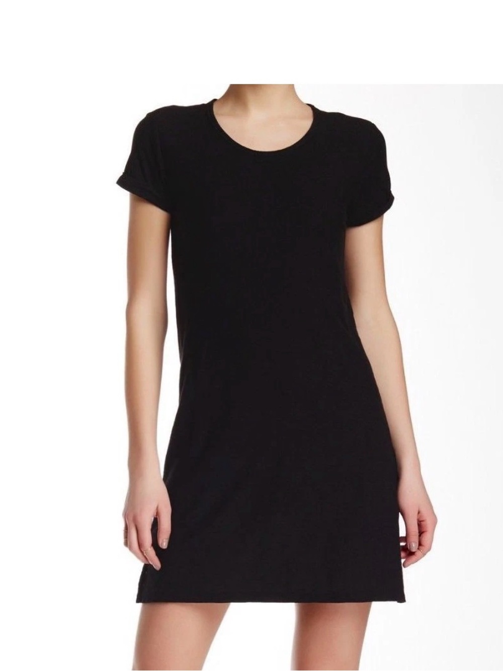 James Perse Black Cotton Modal T-Shirt Dress | Size 3 / Large